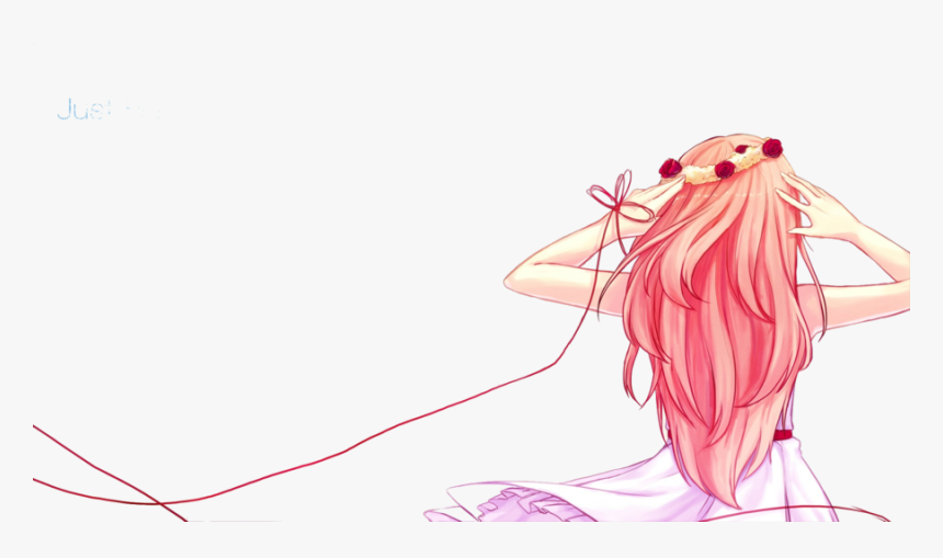 Hair,pink,hairstyle,long Coloring,illustration - Anime Girl Red String, HD Png Download