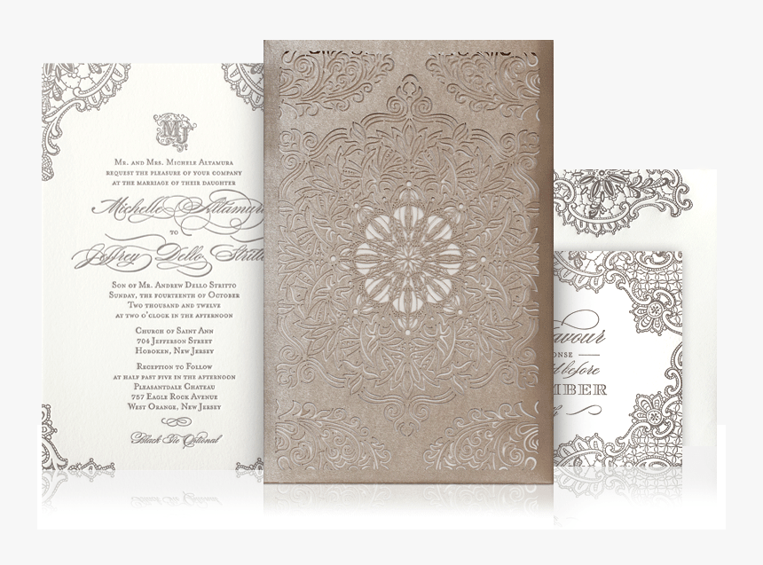 Lace Laser Cut Wedding Invitation - Wedding Invitation, HD Png Download