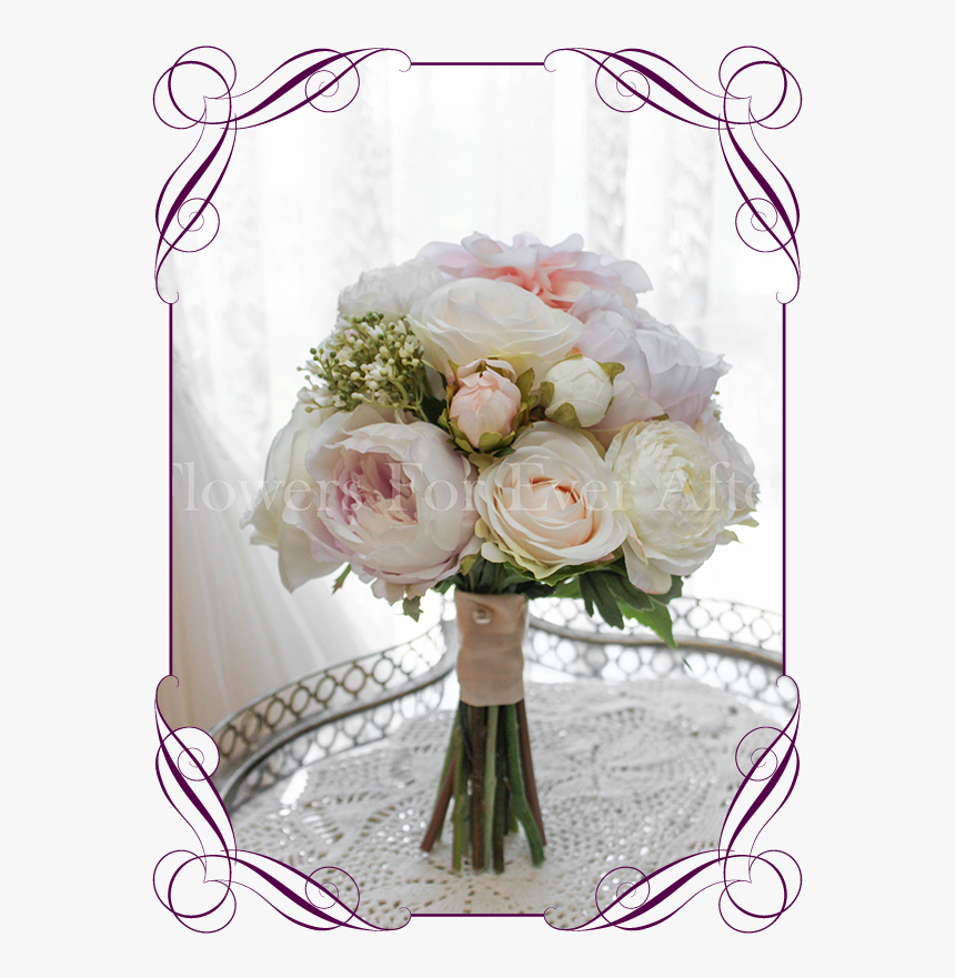 Clip Art Roses And Peonies - White And Coral Bridesmaid Bouquets, HD Png Download
