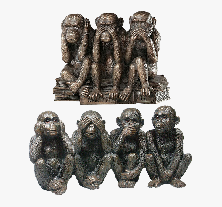 Stone Figure, Ape, Isolated, Statue, Hear Nothing - Psychology Denial, HD Png Download