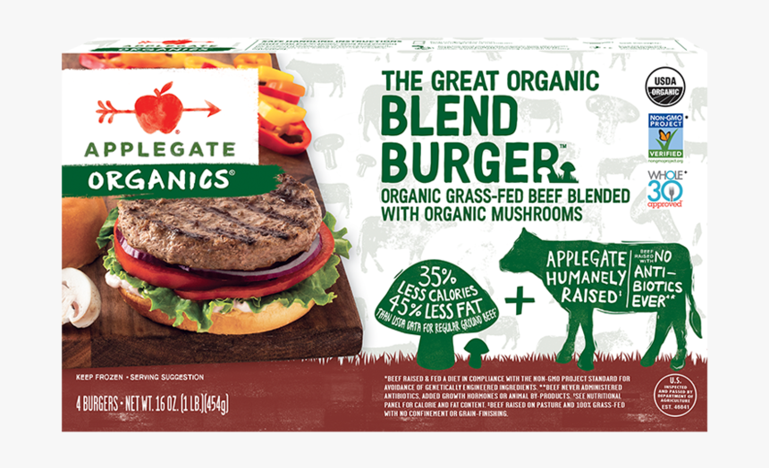 2 - Applegate Organic Blend Burger, HD Png Download