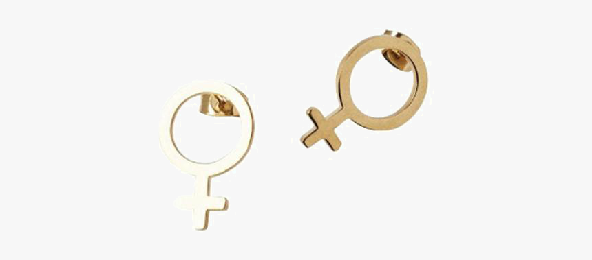 Gold Venus Symbol Stud Earrings - Circle, HD Png Download