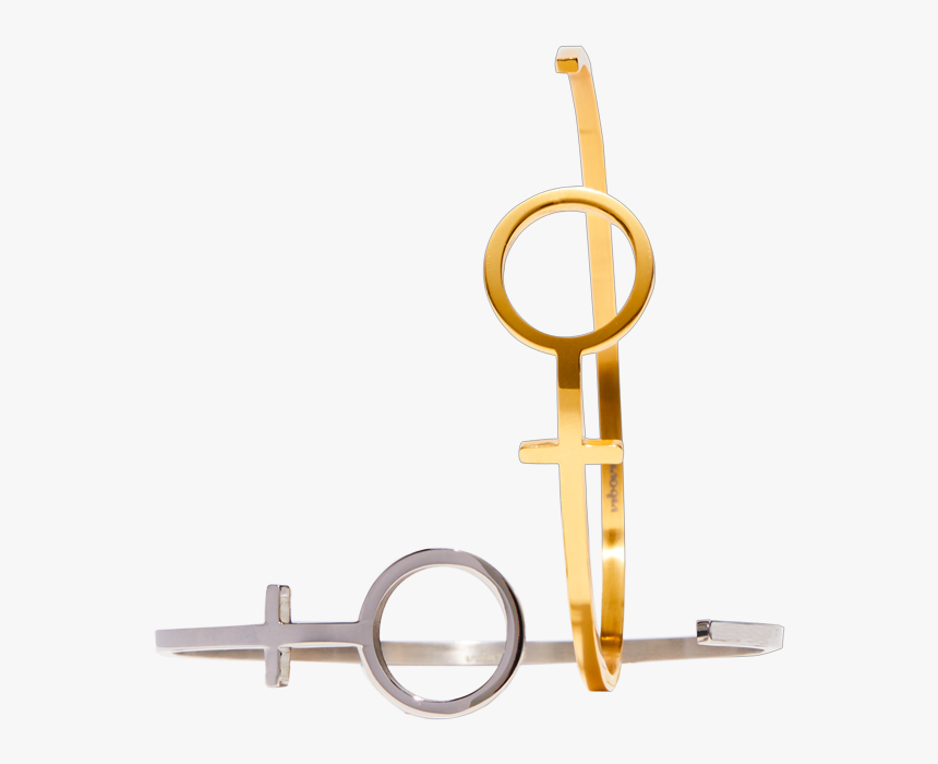 Thin Metal Bangles With Venus Symbol In Gold And Silver - Circle, HD Png Download