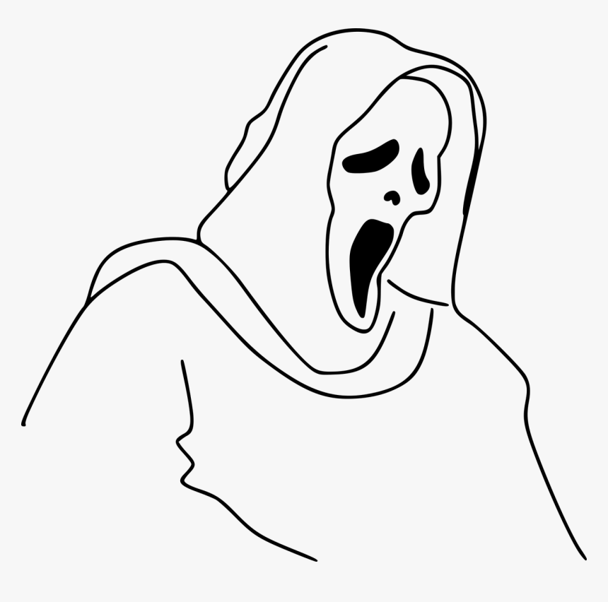 Ghost Ghost Face Halloween Free Picture - Ghost Face Line Art, HD Png Download