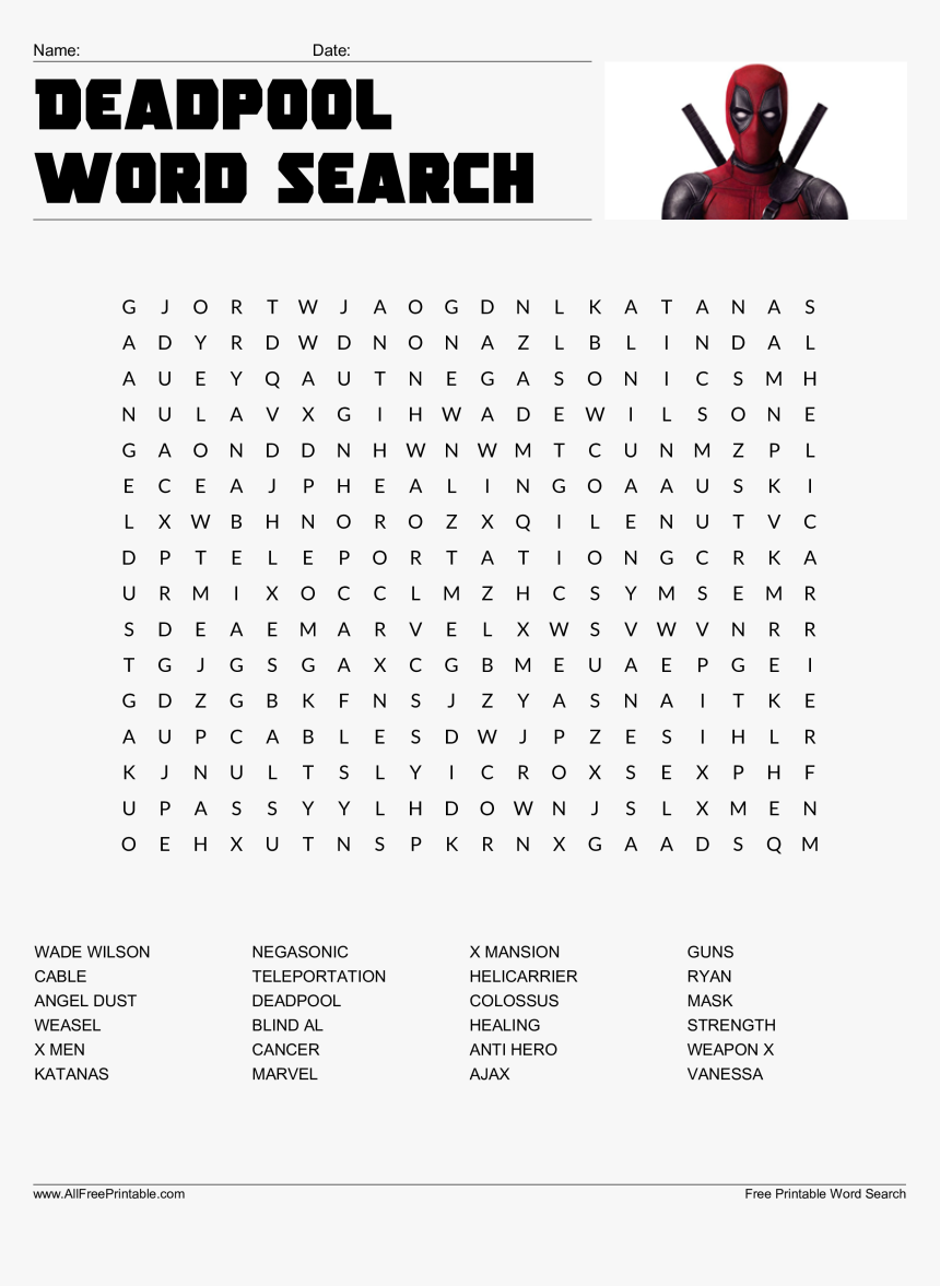 Deadpool Word Search Main Image - Like Jesus Word Search, HD Png Download