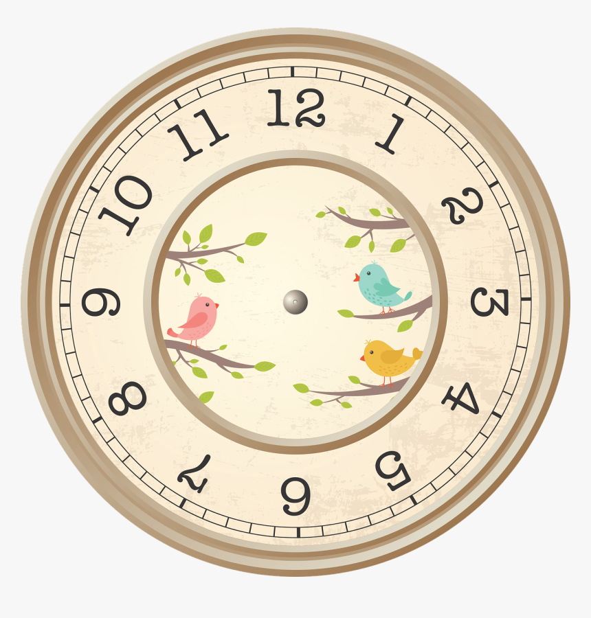 Horloge Beige Décoration Oiseaux - Objects With Circle Shape, HD Png Download
