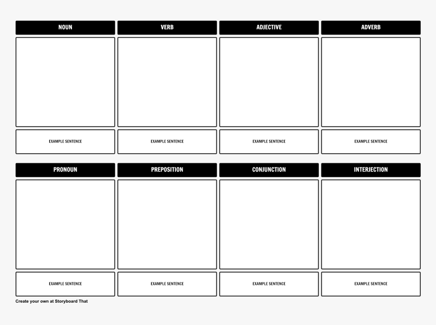 Drawing Storyboard Pdf - Parts Of Speech Template, HD Png Download