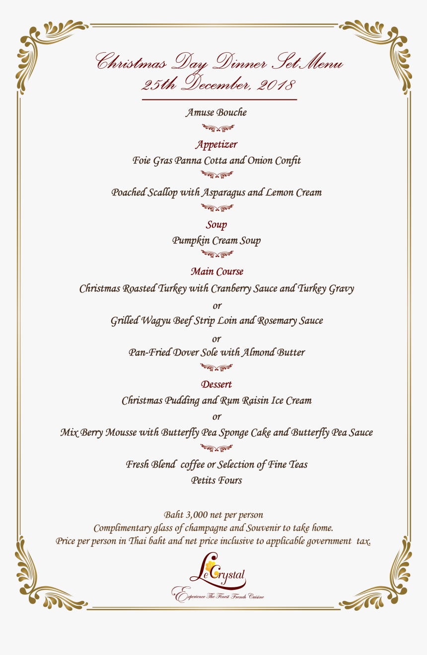 New Years Eve Set Menu, HD Png Download