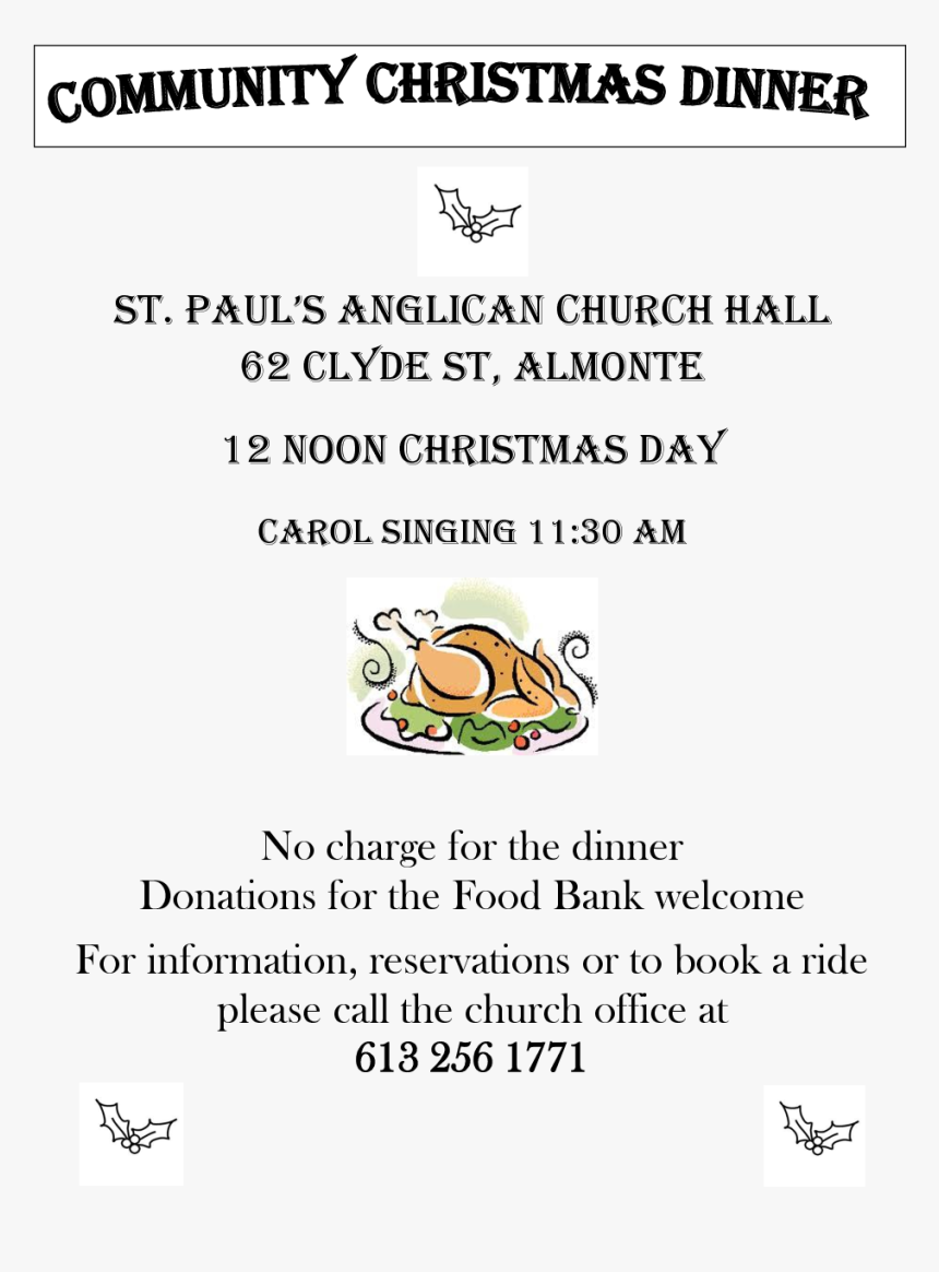 Community Christmas Dinner - Turkey Dinner Clip Art, HD Png Download