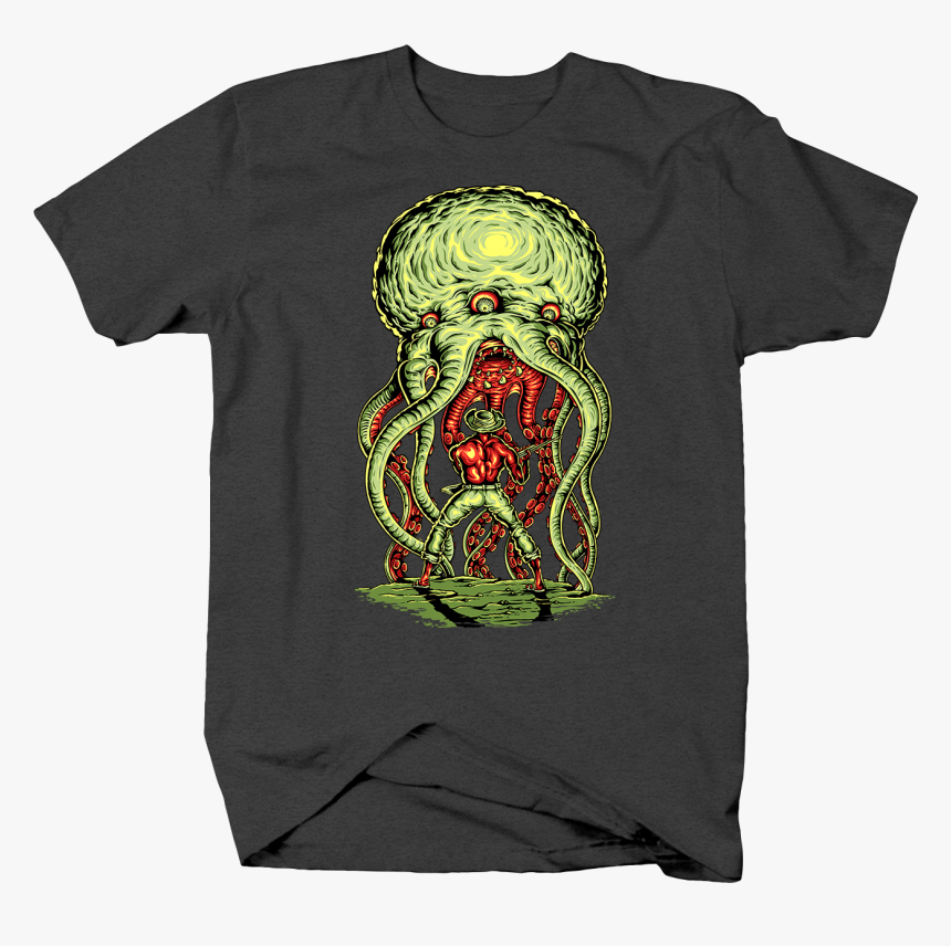 Cthulhu And Man With Shot Gun Hp Lovecraft Monster - Shirt, HD Png Download