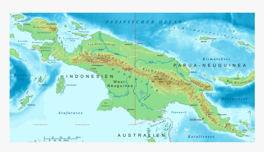 Mountains In Papua New Guinea Map, HD Png Download