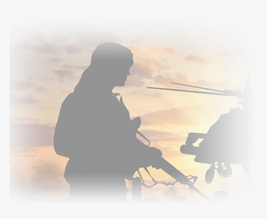 Armed Soldier At Chopper Down Escape Room Lockbuster - Silhouette, HD Png Download