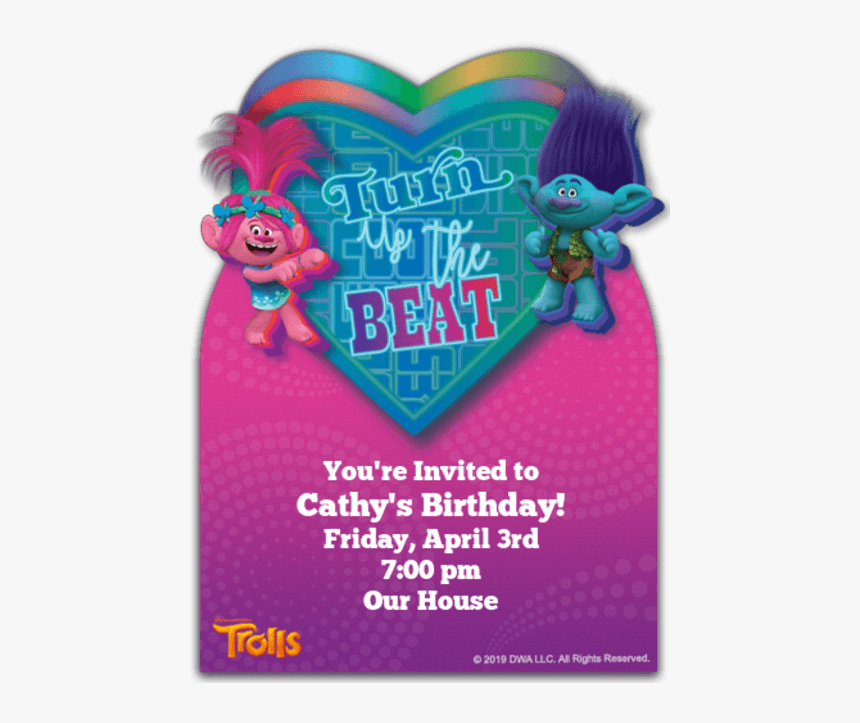 Happy Birthday Card Trolls Theme, HD Png Download