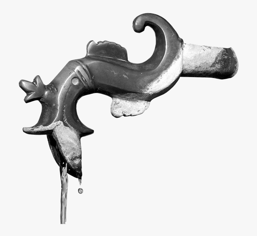 Gargoyle, Bronze, Head, Sculpture, Metal, Water Jet - Handgun, HD Png Download