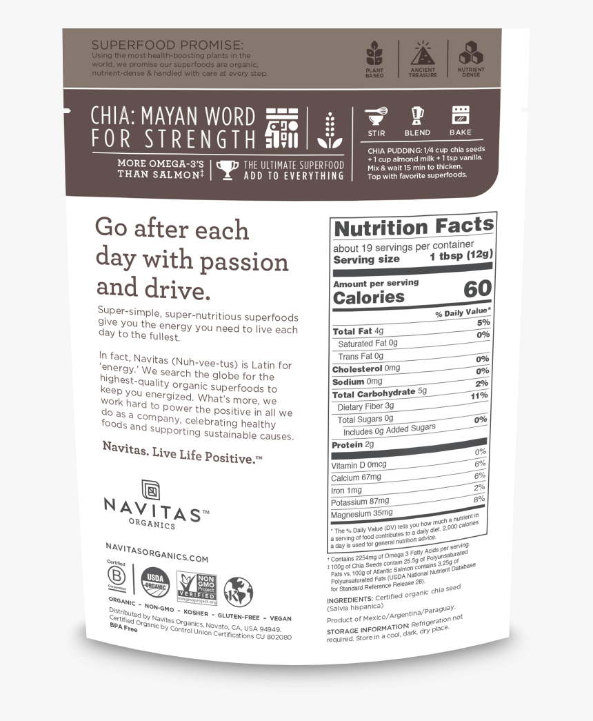 Navitas Organics Chia Seed, HD Png Download