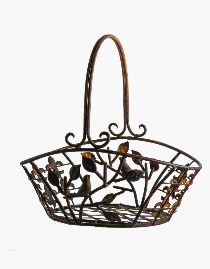 Metal Basket With A Rose Designs, HD Png Download