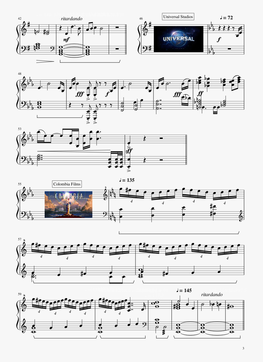 Movie Studios Opening Themes 20th Century Fox, Constantin - Sheet Music, HD Png Download
