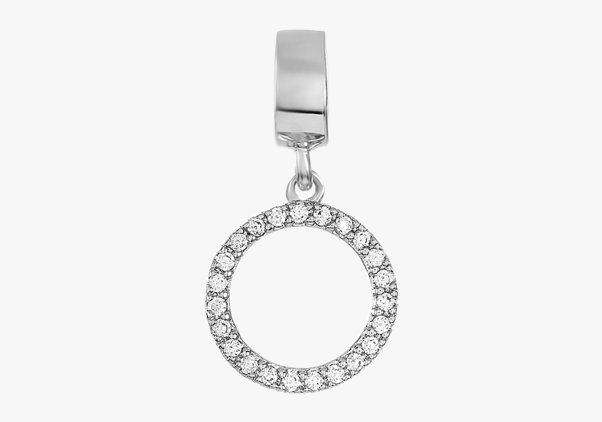 Silver Open Circle Charm With A Circular Row Of Clear - Guitar Rosette Design, HD Png Download