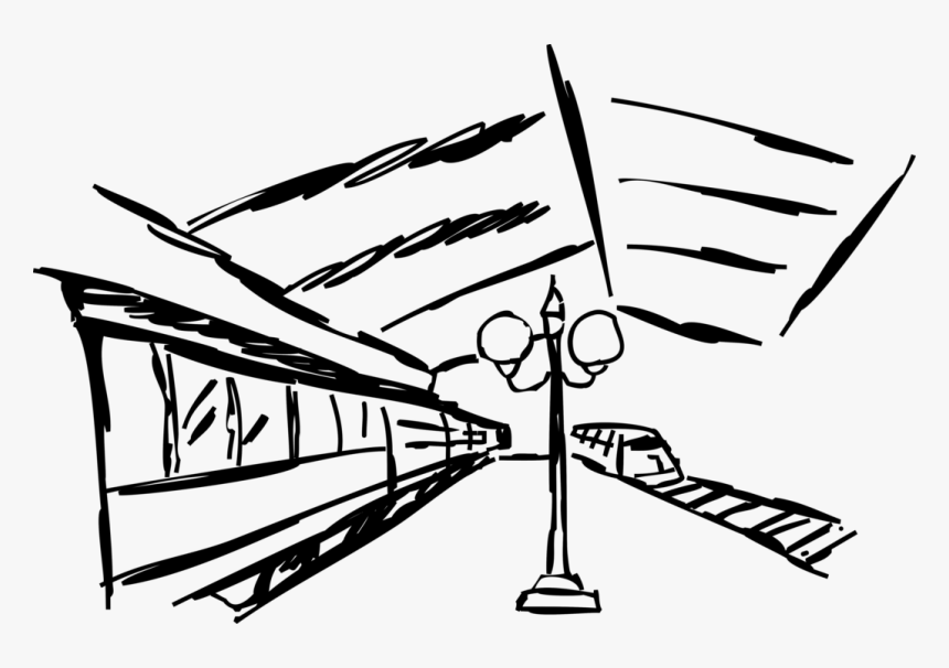 Vector Illustration Of Railroad Rail Transport Locomotive - Sketch, HD Png Download