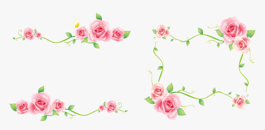Floral, Cantos, Clipart, Png, Desenho, Transparente, - Pink Rose Vine Png, Png Download