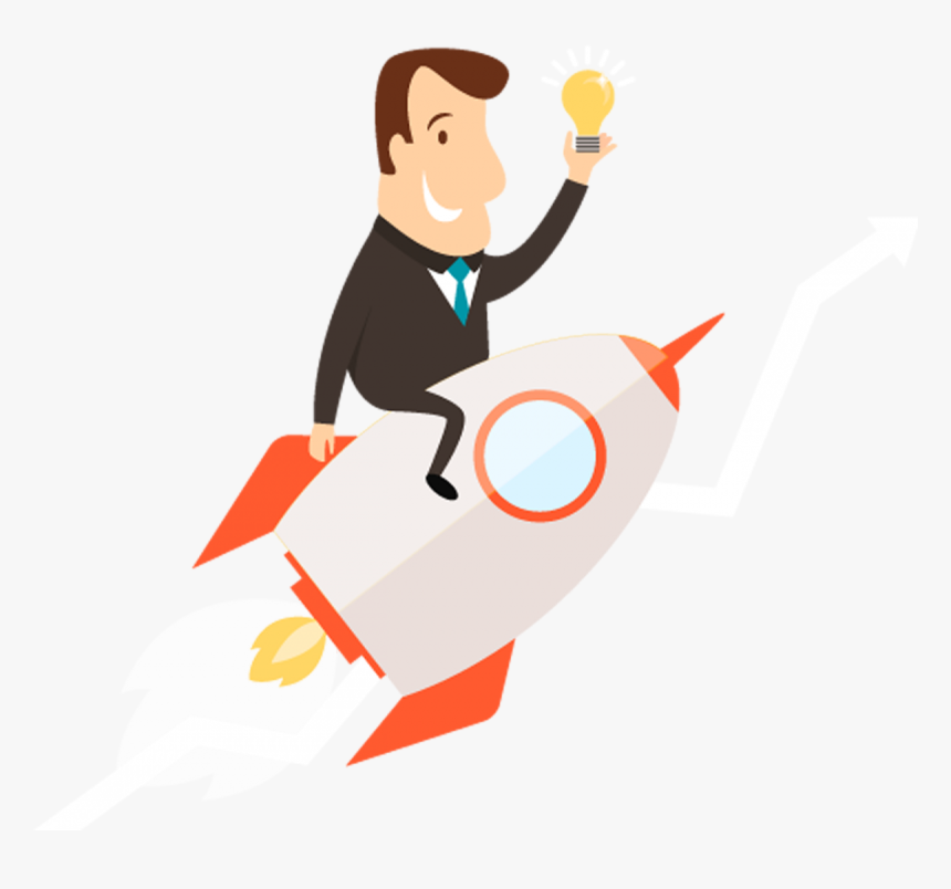 Launch A Brand New Website - Man On Rocket Clipart, HD Png Download