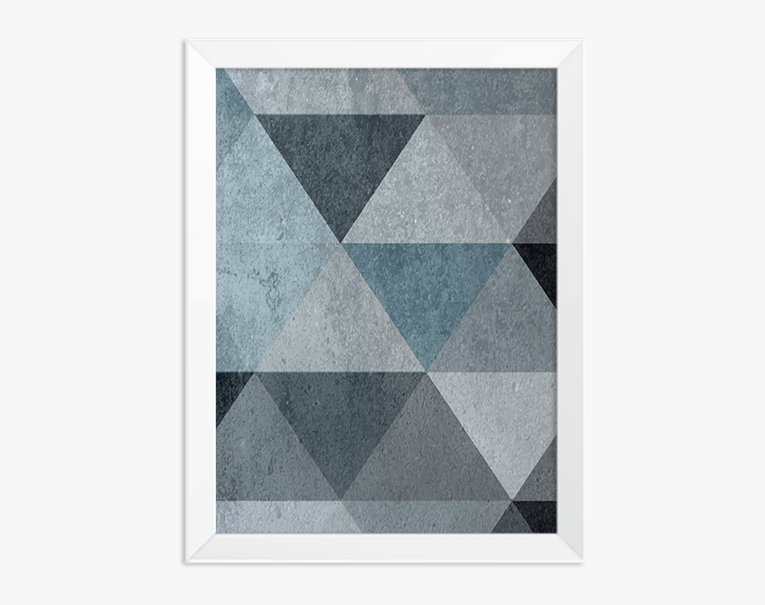 Quadro Triangulo Tons De Azul Moldura Branca Lisa 30x20cm-sv - Triangle, HD Png Download