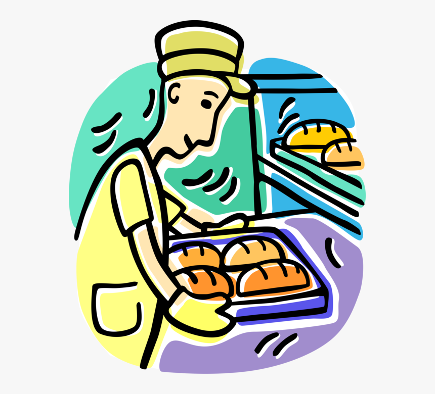 Vector Illustration Of Retail Bakery Baker With Tray - Baker's Cartoon, HD Png Download