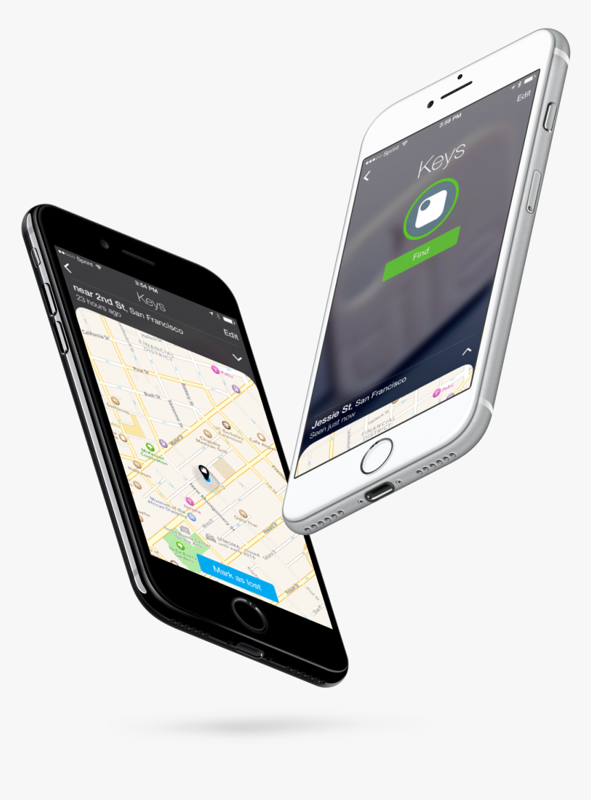 Two Iphones Displaying Screens From The Tile App - Two Iphone Png, Transparent Png