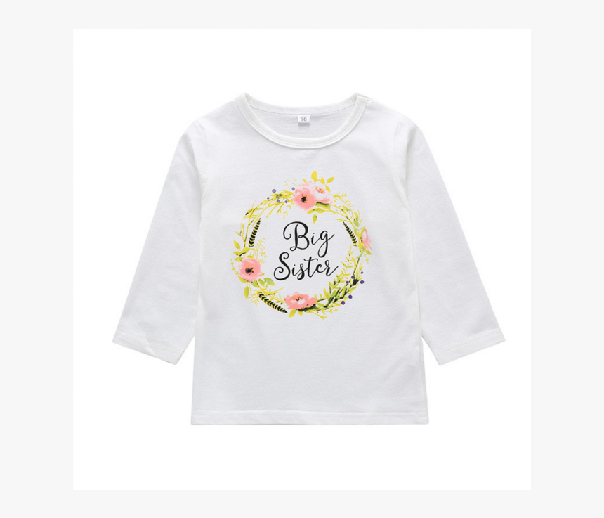 Autumn Big Sister Flower T Shirt Long Sleeved - Active Shirt, HD Png Download