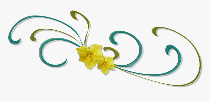 Curl, Ornamental, Flower, Yellow, Scrapbook - Pynt Png, Transparent Png