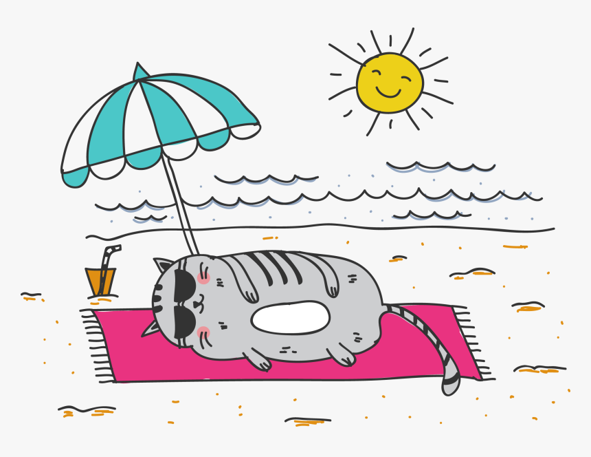 Lazy Sleeps Illustration Cat Png Image High Quality - Fat Cat On The Beach, Transparent Png