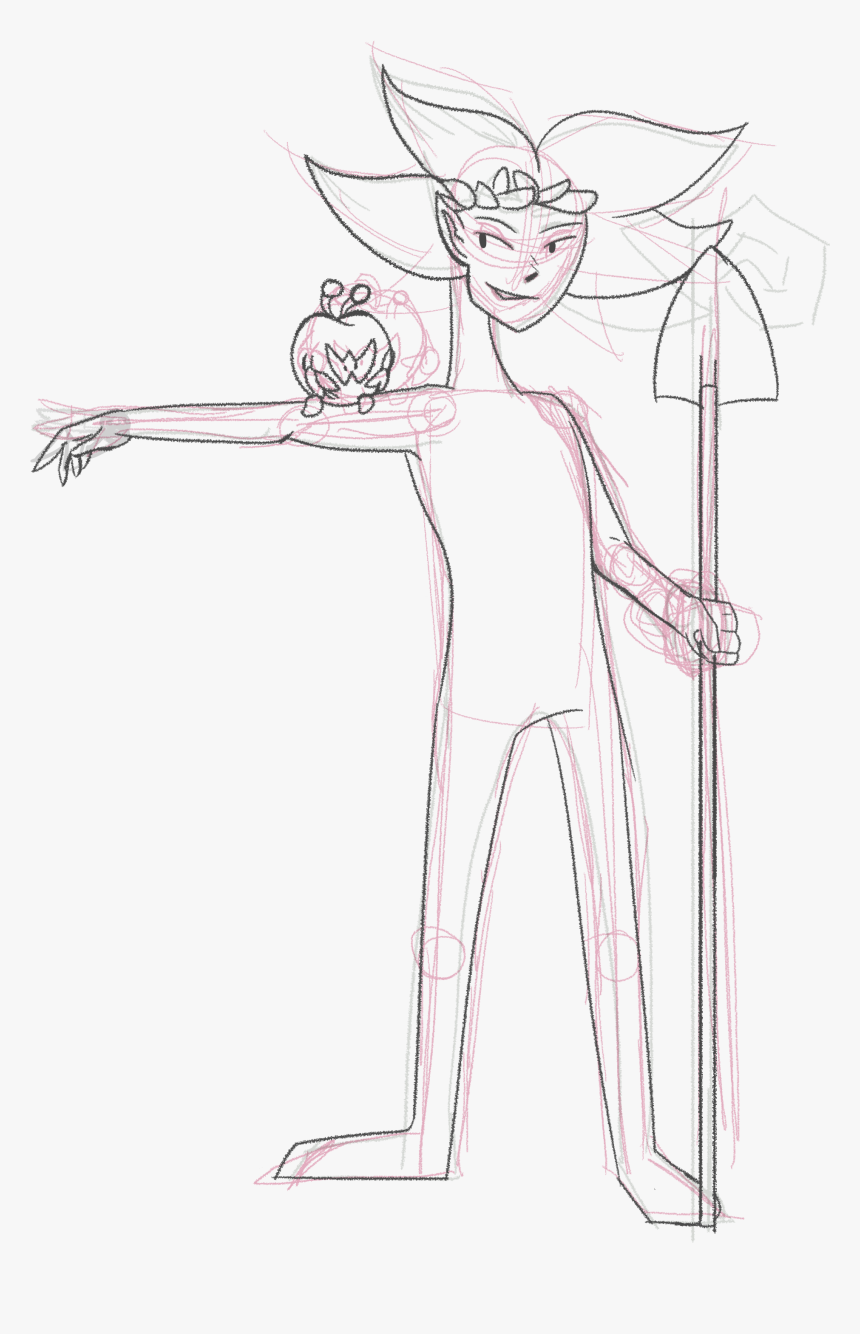 Elf Druid In Progress - Line Art, HD Png Download