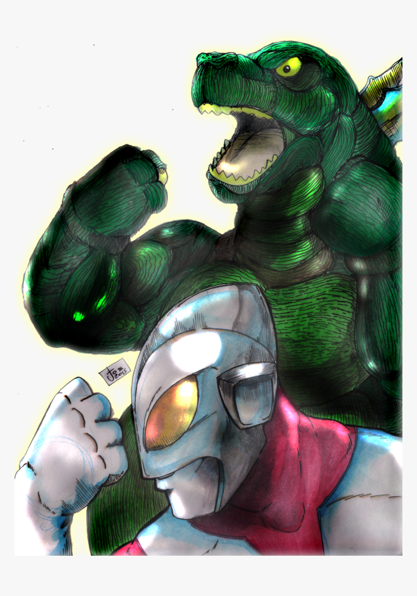 Godzilla Versus Ultraman Hand Colored - Illustration, HD Png Download