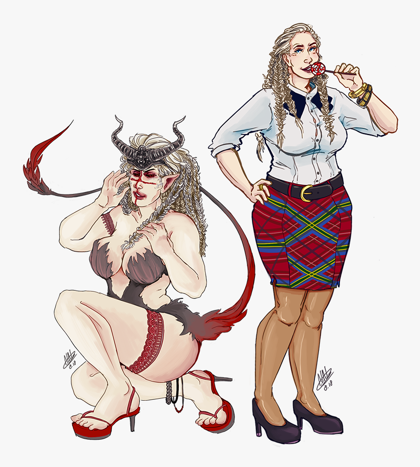 Duo Commission, Oc “luna” In Human And Succubus Form - Cartoon, HD Png Download