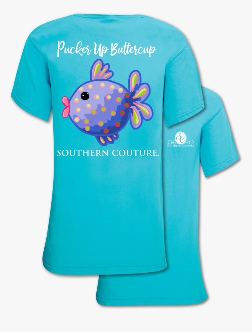Southern Couture Pucker Up Buttercup Lagoon Blue, HD Png Download