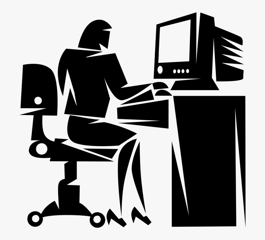 Vector Illustration Of Businesswoman Working At Desk, HD Png Download