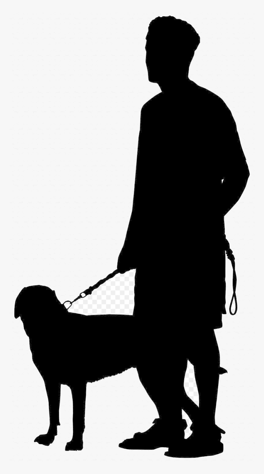 Dog Walking Silhouette Man With Transparent Background - Transparent Background Dog Silhouette, HD Png Download