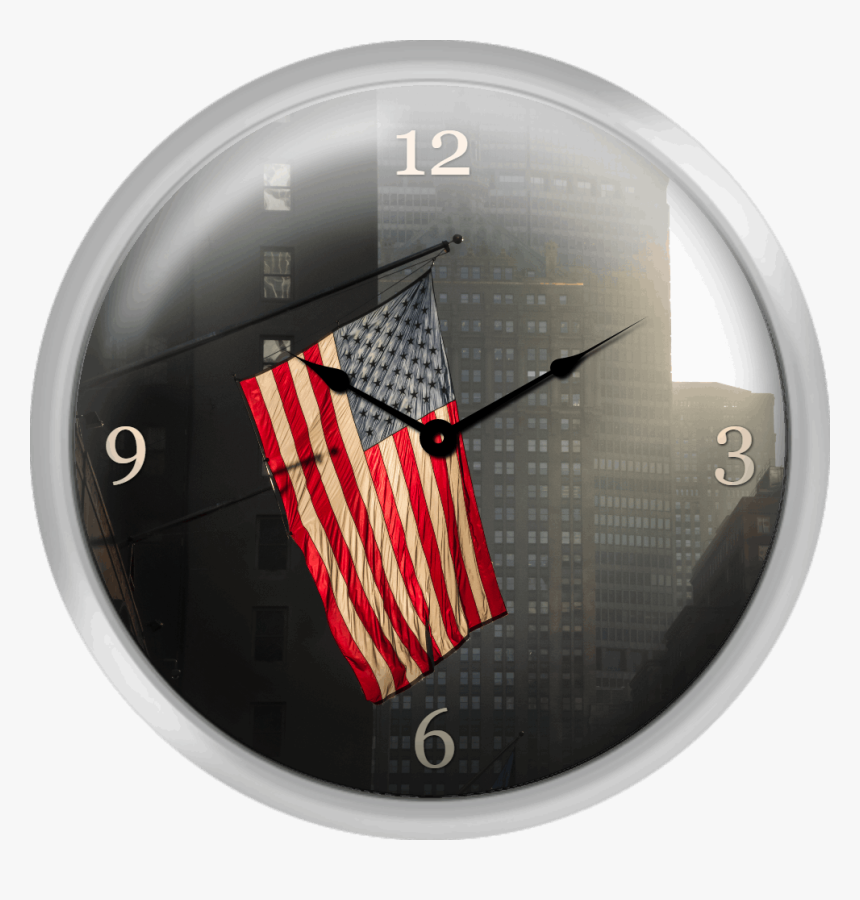 American Flag In New York City - Wall Clock, HD Png Download