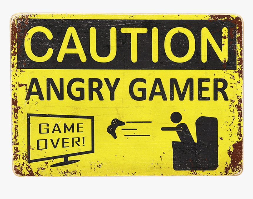 Wood Постер Caution Angry Gamer - Sign, HD Png Download