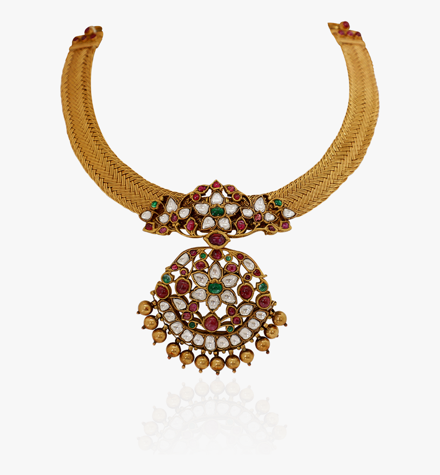 Ethnic Golden Weave Necklace - Crystal, HD Png Download