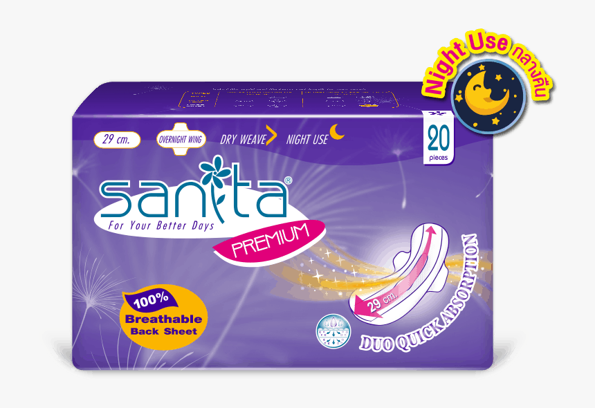 Sanita Premium Dry Weave Overnight Wing 29cm - Household Supply, HD Png Download