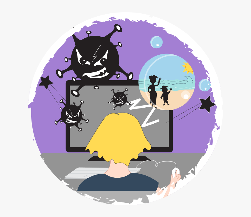 Boy Looking At Computer Screen With Scary Things On - Safe In The Internet, HD Png Download