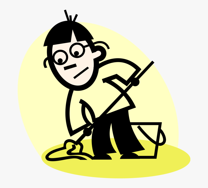Vector Illustration Of School Janitor Custodian With, HD Png Download