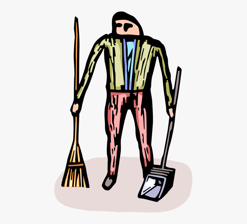 Vector Illustration Of School Janitor Custodian With, HD Png Download