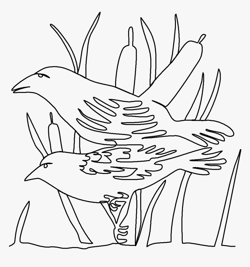 Bird Pair In Cattails Quilting Design By Laura Lee, HD Png Download