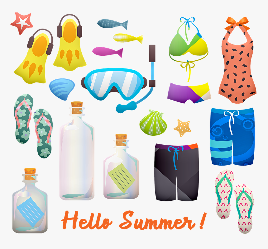 Summer, Swimsuit, Flip Flops, Snorkel, Shorts, HD Png Download