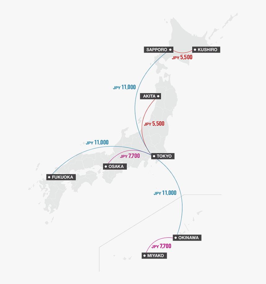 Sapporo Kushiro Jpy5,500 Tokyo Akita Jpy5,500 Tokyo, HD Png Download