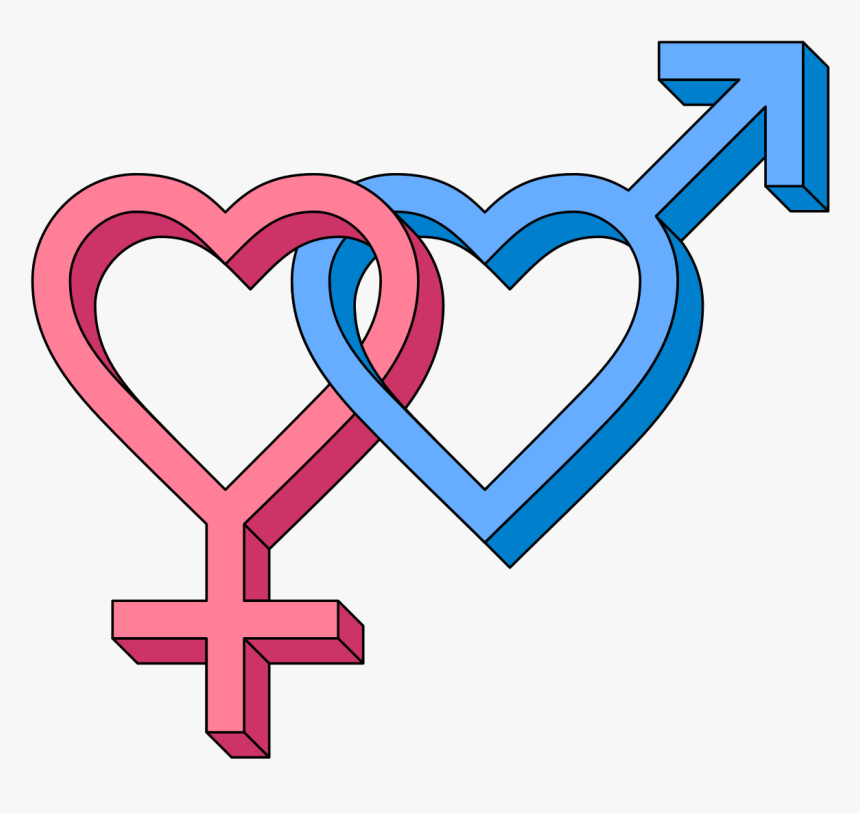 Heterosexual Hearts Symbol 3d, HD Png Download