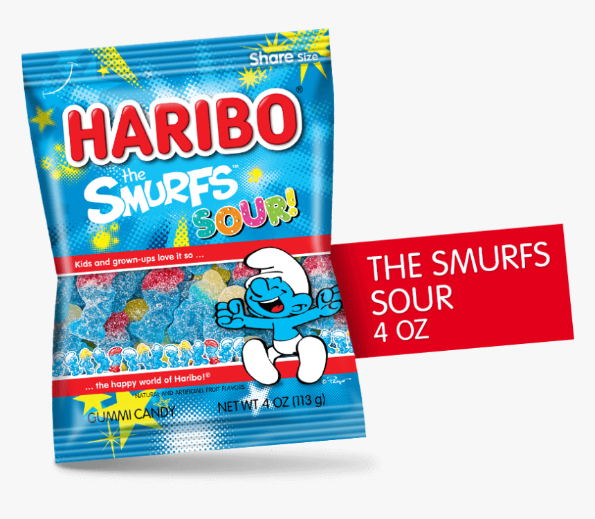 Haribo The Smurfs Sour 
 Title 
 Class Product Packshot, HD Png Download