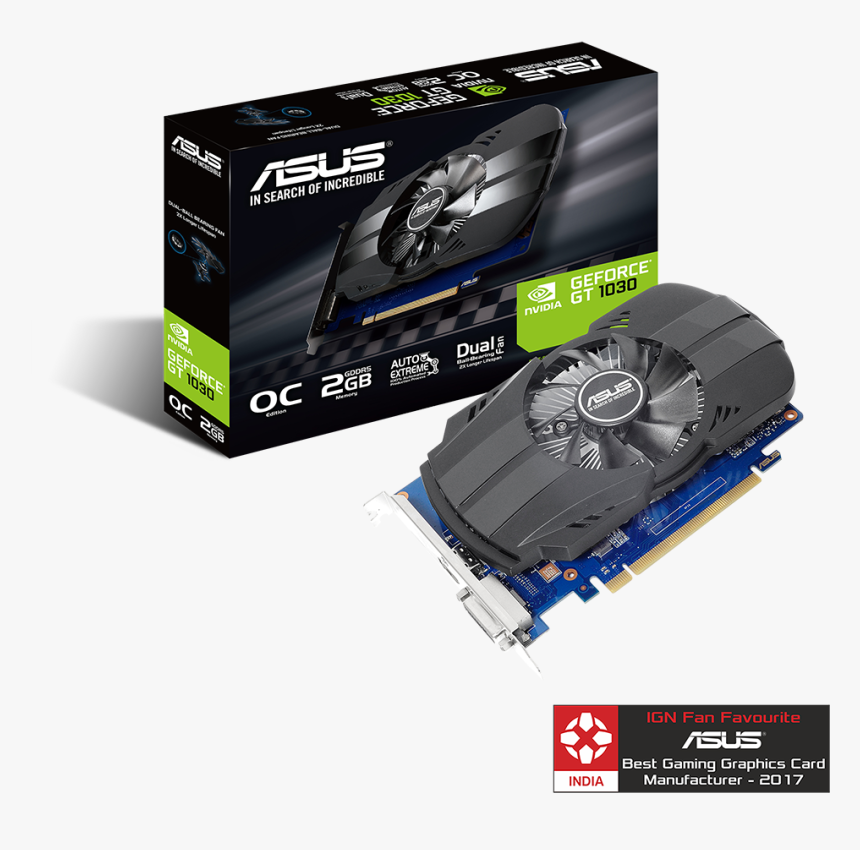 Asus Geforce Gt 1030 2gb Phoenix Fan Oc Edition Graphics, HD Png Download